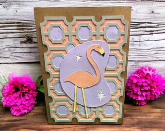 Handmade flamingo greeting card