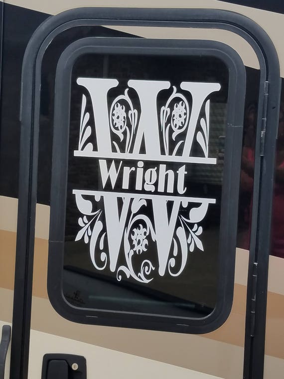 Rv Camper Motorhome Travel Trailer Door Decal Sticker Personalized With Your Initial And Name Window Unique Special Custom One Of A Kind