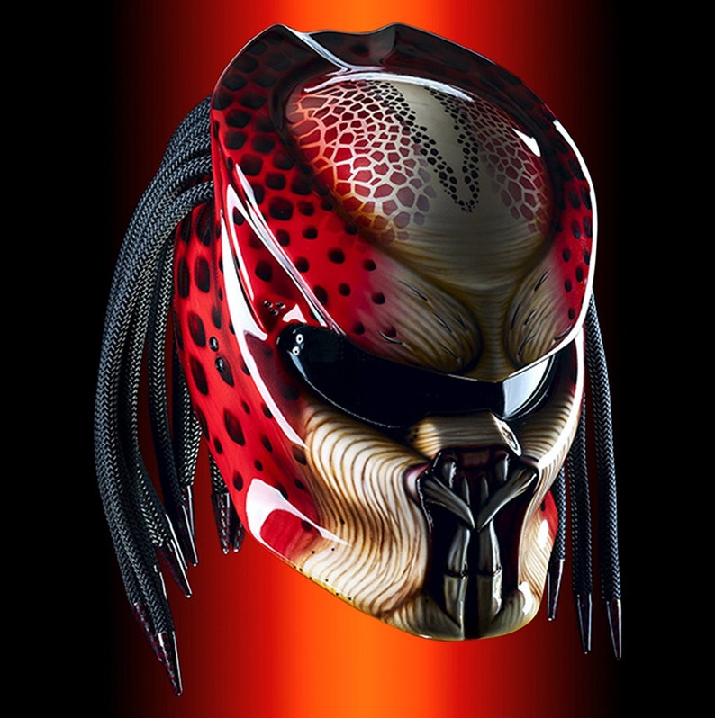 Red awesome alien insect helmet predator motorcycle custom | Etsy