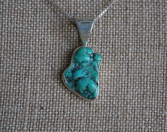 Rough Turquoise Handmade sterling silver Pendant