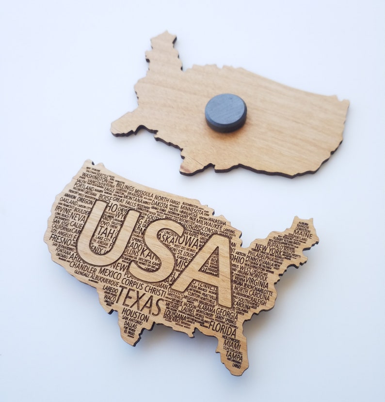 USA Laser Cut Wooden Refrigerator States Engraved Etsy