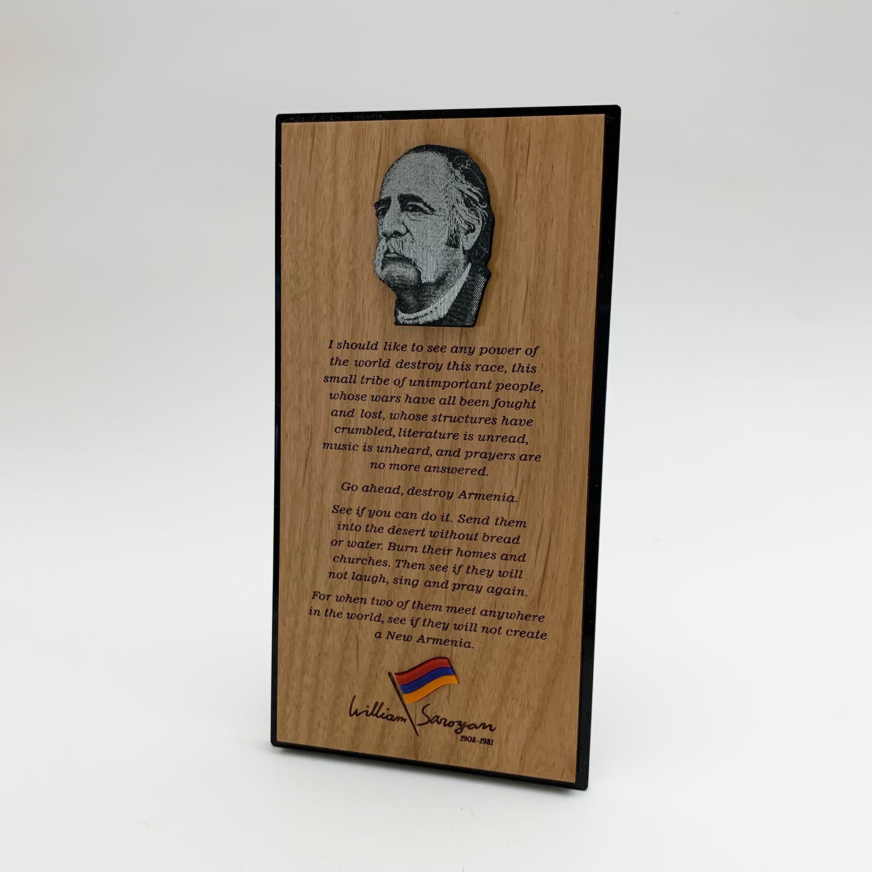 Armenian William Saroyan Quote Decor Piece Portrait | Etsy