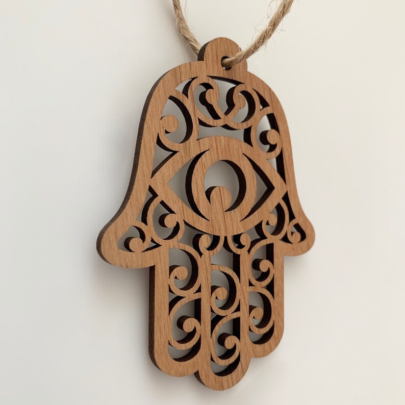 Hamsa Hand Wood Wall Hanging Decor Etsy