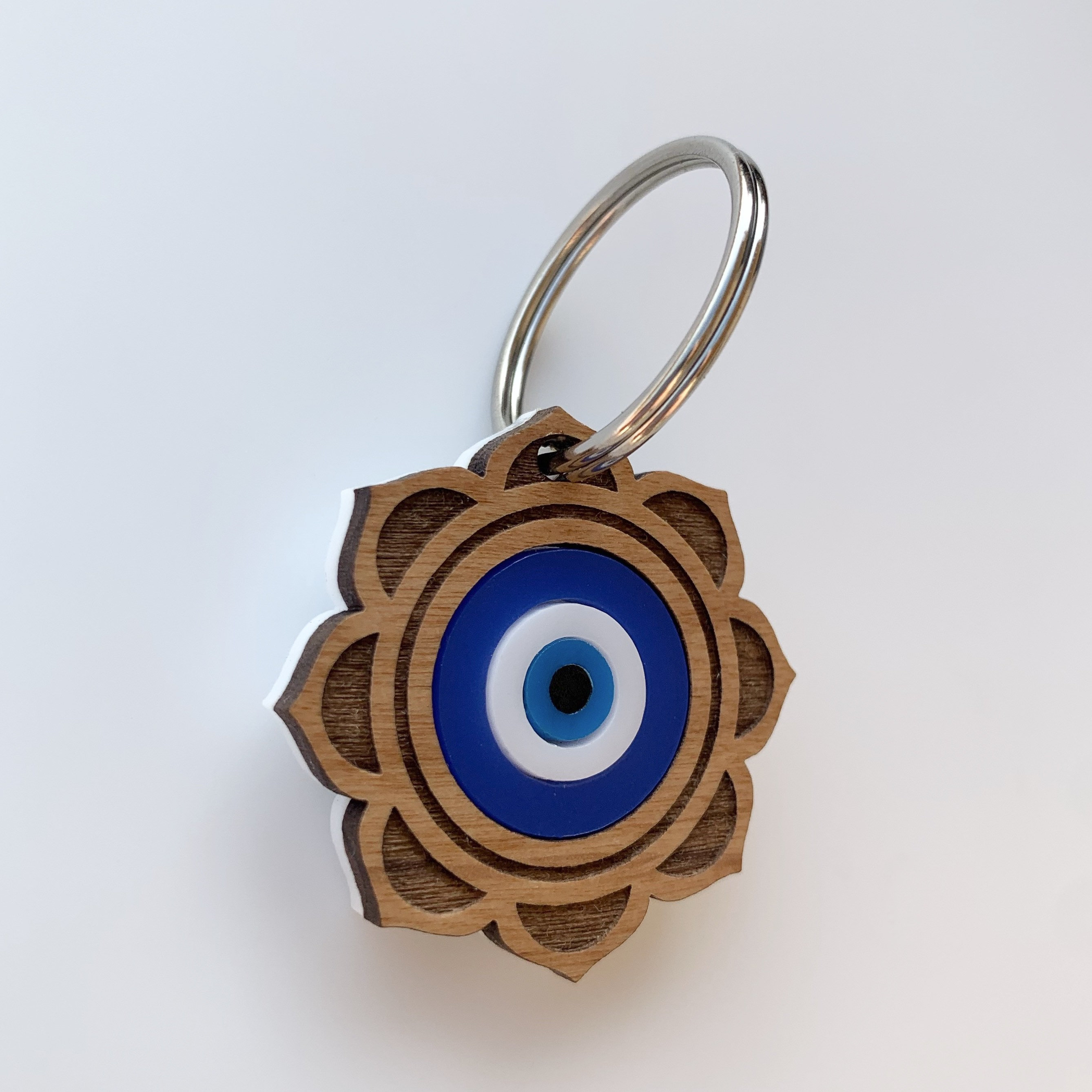 Evil Eye Keychain Made With Wood and Acrylic Etsy