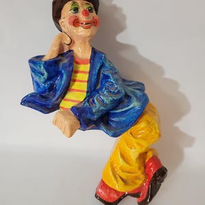 Pappmaché Clown Puppe Alvarez Mexiko Vintage Entspannungshaltung