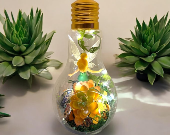 Unique Table Gifts Fairy 3 Lightbulb Terrarium