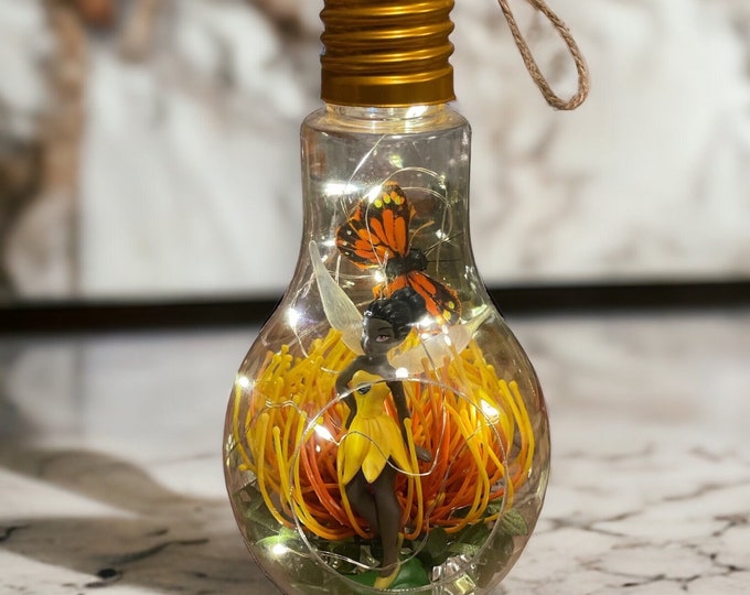 Unique Hanging or Tabletop Gifts: Large Fairy Lightbulb Terrarium 2