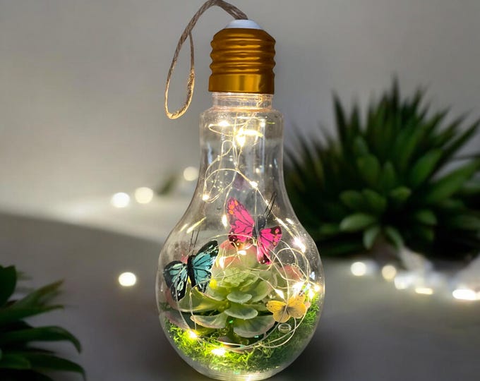 Butterfly Garden  Lightbulb Terrarium