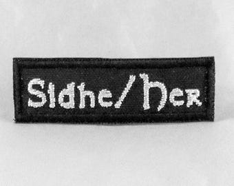 Sidhe/her pronome patch LGBTQIA transgender trans queer non binario