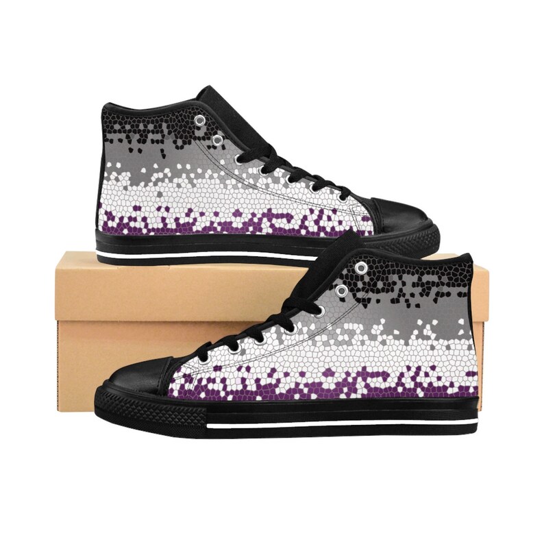 Ace Pride Flag Mosaic Womens Sizing Hightop Sneakers Asexual Pride Lgbt Lesbian Bisexual Transgender Queer