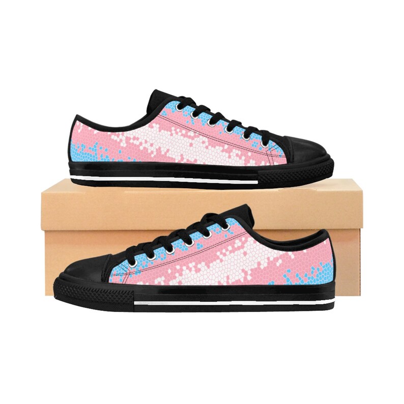 Trans Pride Flag Mosaic Womens Sizing Sneakers Lesbian Bisexual Pride Lgbt Asexual Transgender Queer