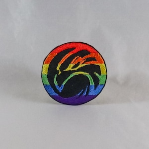 Pride Hawk Embroidered Patch: LGBTQIA+ Pride Flag Colors