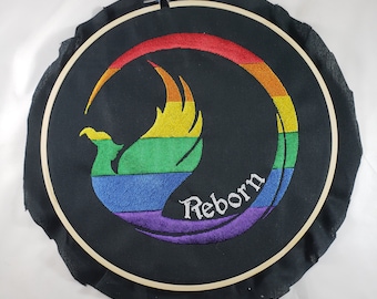 Rainbow Gay Pride Phoenix Reborn Embroidered Wall Art trans pride gay pride queer