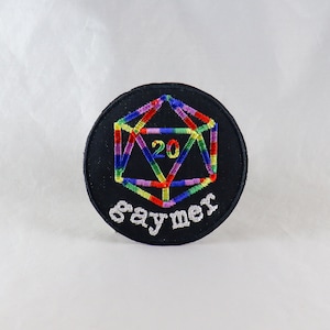 Gaymer Pride Flag Patch: Dungeons and Dragons d20
