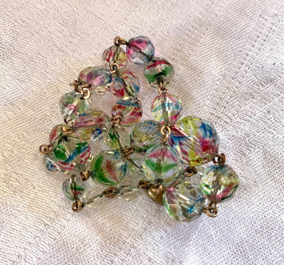 1930s Rainbow glass necklace on original chain
