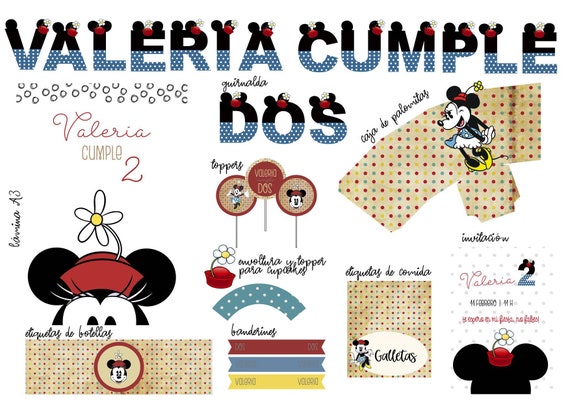 Anniversaire A Imprimer Kit Retro Minnie Mouse Etsy