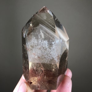 Rutilated Smoky Quartz Tower: Phantom Lodolite Crystal from Brazil