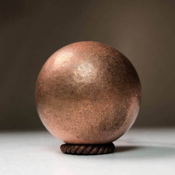 Copper Sphere | Polished Copper Crystal Orb with Copper Tensor Ring Stand