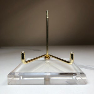 display stand 8cm | clear acrylic base with metal arms | crystal & mineral display // 8cm size