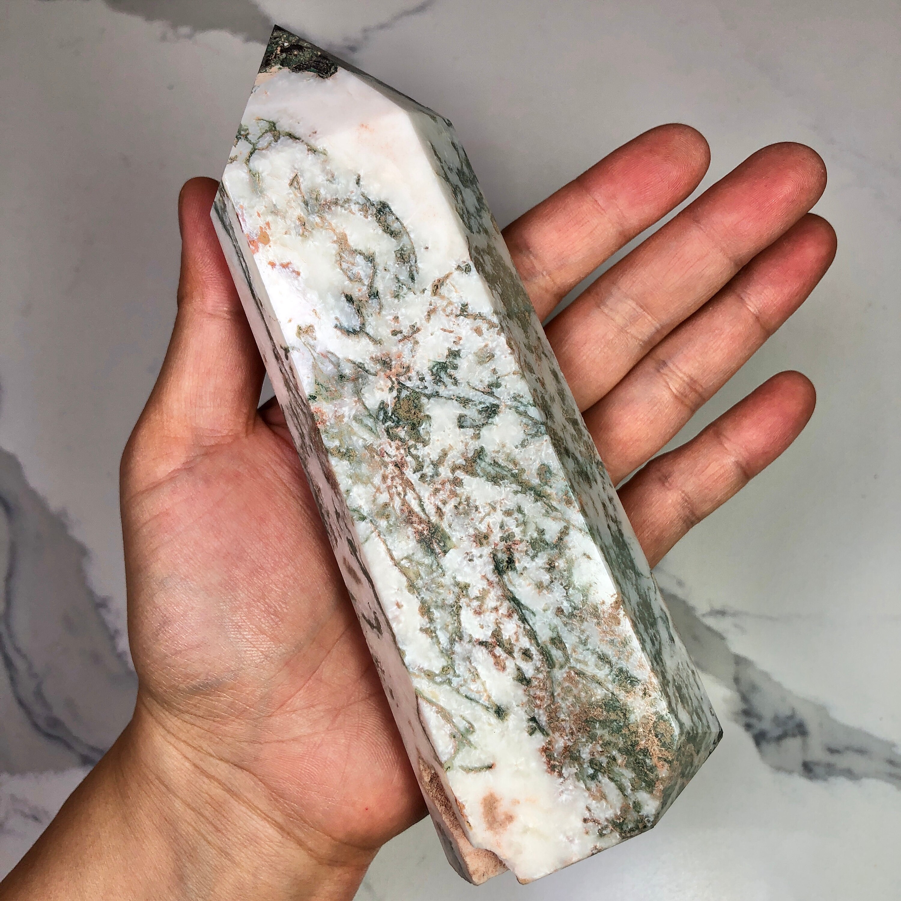 Moss agate tower large moss agate quartz tower // Brazil | Etsy