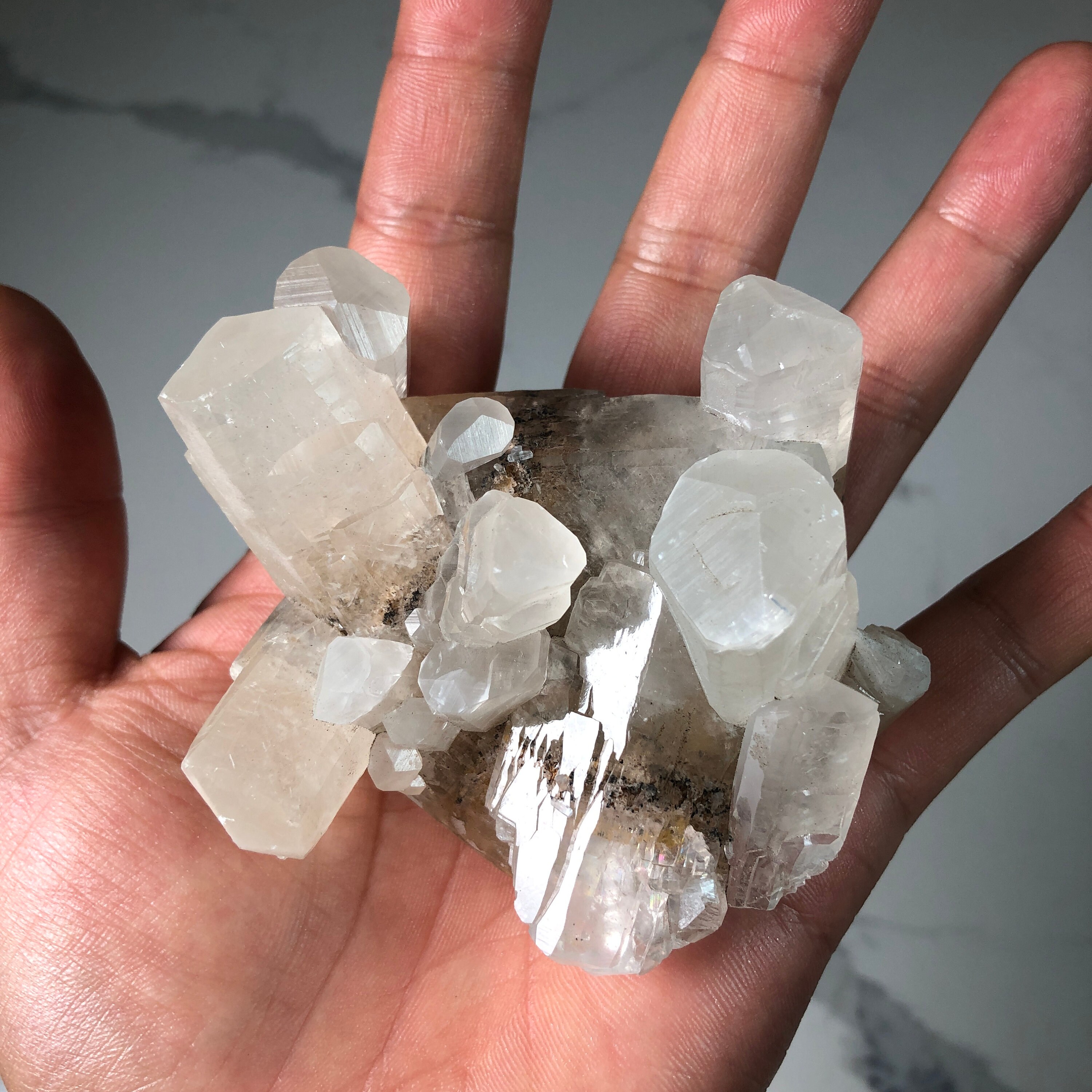 Calcite | Columnar Calcite Crystal Cluster - Etsy ✨SALE✨ Columnar Calcite on Quartz main image 0