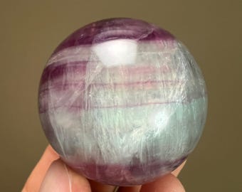 Banded Fluorite Crystal Sphere | Bi-Color Fluorite Orb