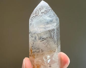 Dendritic Quartz Tower | Crystal Point with Manganese Dendrite and Iron Oxide Inclusions