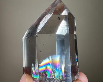 Rainbow Inclusion Quartz Tower: Lodolite Garden Crystal, 3"