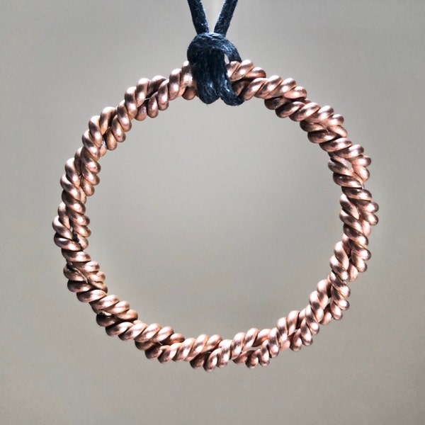 double tensor ring | 1/4 sacred cubit double helix tensor ring pendant | 144mhz copper double twist tensor pendant | copper ring pendant