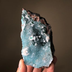 Chrysocolla Quartz Specimen: Malachite and Calcite Druzy - DR Congo