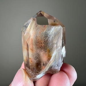 Amphibole Quartz Crystal | Clear Quartz Point with Amphibole Inclusions | Angel Phantom Quartz from Brazil