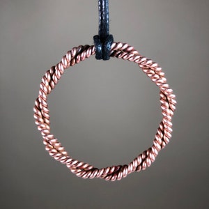 Double Twist Copper Tensor Ring Pendant: Sacred Cubit, 14 Gauge Wire