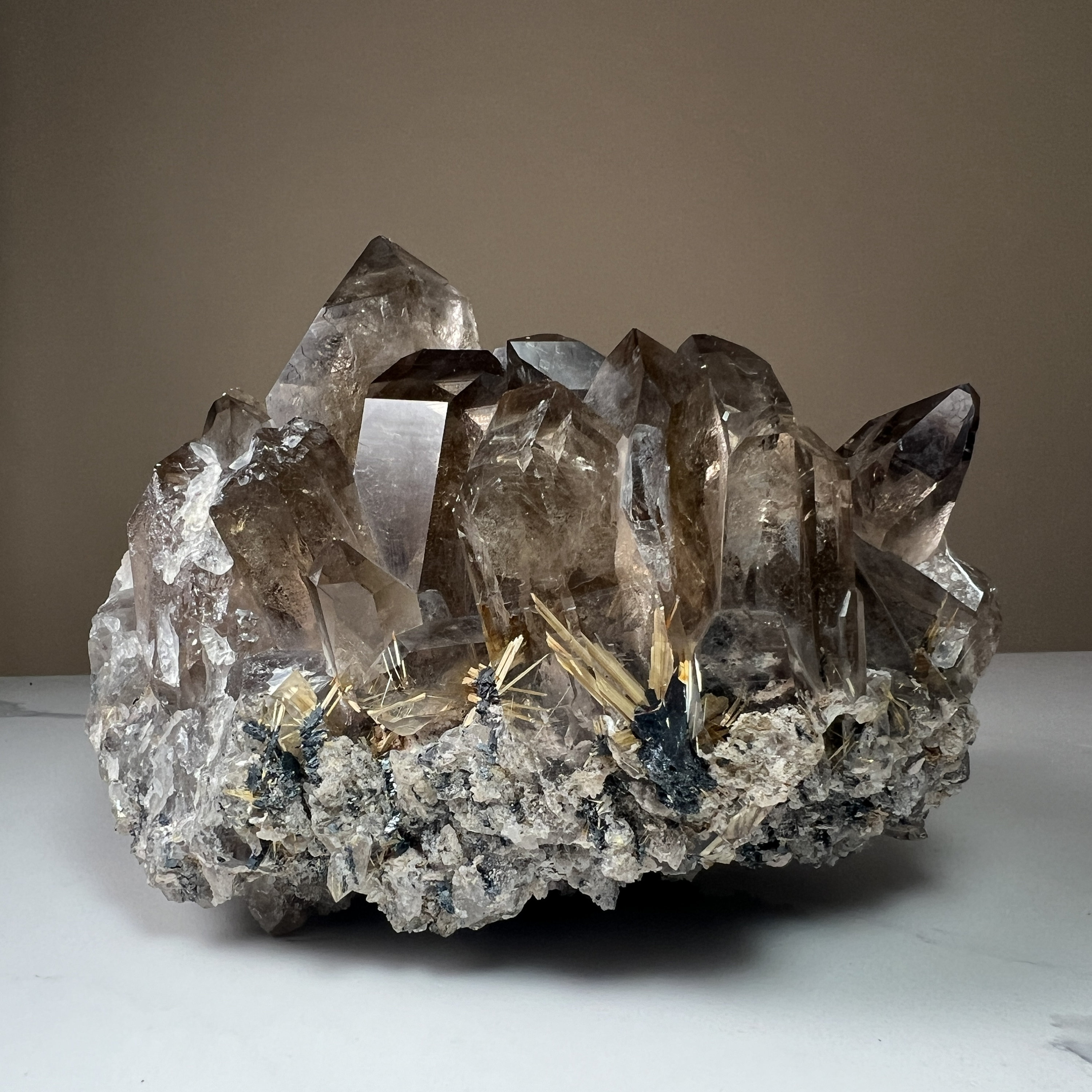Smoky quartz with Gold Rutile Inclusions | Rutilated Smoky Quartz Crystal