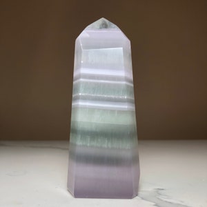 Lavender Fluorite | Polished Purple and Green Fluorite Tower from Brazil