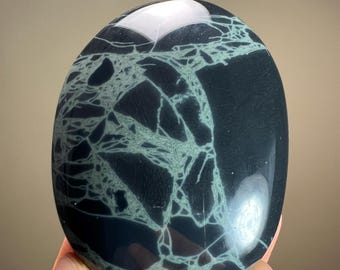 Spiderweb Obsidian | Green Obsidian Palmstone
