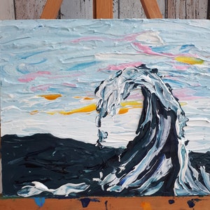 Wave painting a wave of luck and happiness art Ocean Impasto Original Painting Wave art Seascape Original Artwork  3D sculpture painting