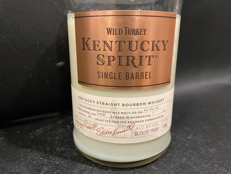 Wild Turkey Candle Kentucky Spirit Bourbon Whiskey BOTTLE Soy Candle. 750ML. Made To Order. image 3