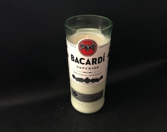 Large Bacardi Rum Candle/1 Liter Bacardi Rum Silver Superior Rum Bottle Soy Candle/1 Liter vs 750ML for 35% Longer Burn Hours Bacardi Gift