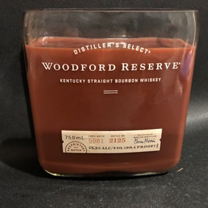 Woodford Reserve Candle/750ML 20oz Bourbon Whiskey Bottle Soy Candle.. Made To Order !!!!!!!