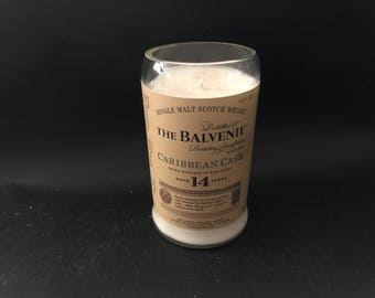 The Balvenie Candle 14 Year Caribbean Cask Scotch Whiskey Bottle Soy Candle. Made to order