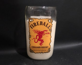 Large Fireball Candle/1 Liter Upcycled Fireball Whiskey/Fireball Whiskey Candle 1 Liter vs 750ML for 35% More Burn Hrs-SEE DISCLAIMER BELOW