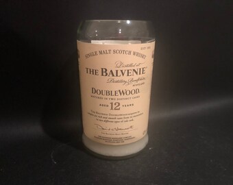 The Balvenie Scotch Candle 12 Year Double Wood Doublewood Scotch Whiskey Bottle Soy Candle. Made to Order