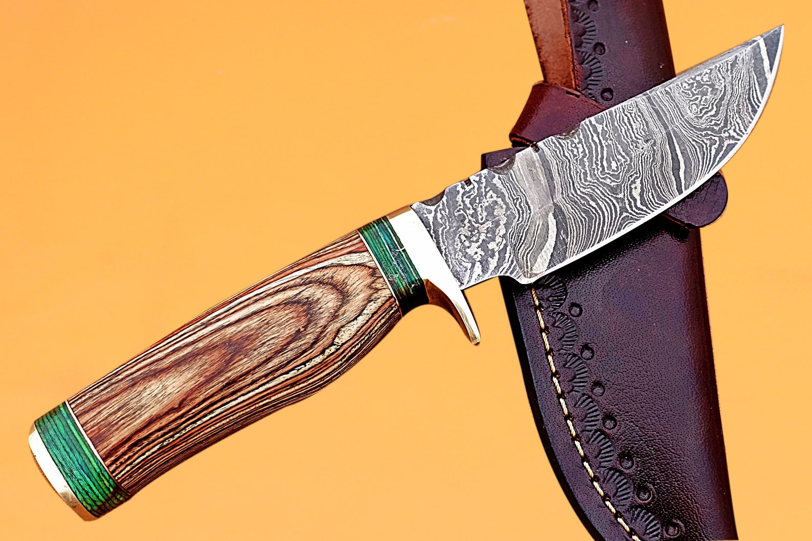 Custom Handmade Damascus Steel Fixed Blade Hunting Knife Pakka Etsy