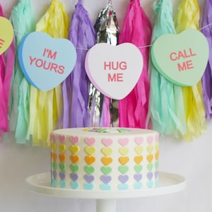 Conversation Heart Garland, guirlande de jour de Valentines, garlande de coeur de sucrerie, bannière de jour de Valentines, décor de jour de Valentines, carte de jour de Valentines