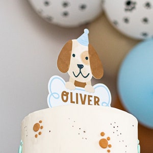 Personalized Puppy Dog Cake Topper, Adopt puppy Decor, Dog Cake, puppy decor, puppy party, dog decor, dog party, puppy theme, puppy garland