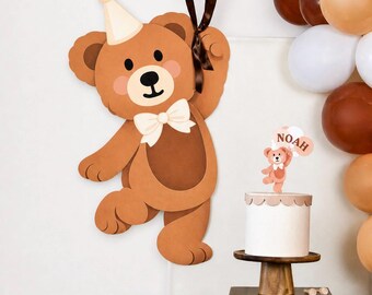 Giant Teddy Bear Backdrop Printable | Wall Art or Photo Booth Backdrop for a Teddy Bear Baby Shower or Birthday | Gender Neutral