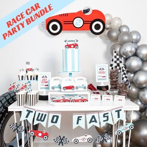 Race Car Party Bundle, Two Fast Race Car Party, Race Car Birthday Party, Race Car Birthday, Race Car Party, Race Car Decorations, Fast One