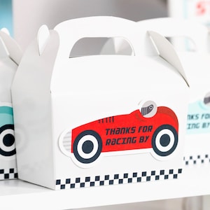 Race Car Sticker Gift Tags, Thank You for Coming, Goody Bags, Two Fast Birthday, Fast One Birthday, Racecar Birthday, Vintage Car Party