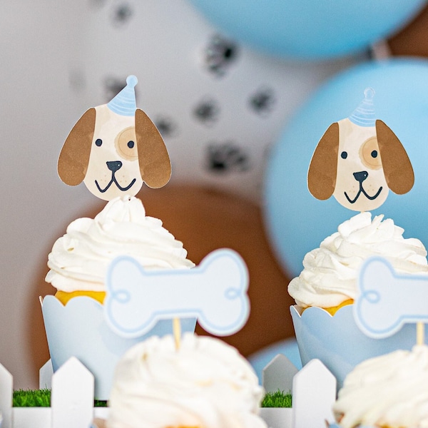 Puppy Cupcake Toppers, Dog Bone, Adopt a Puppy, Puppy party, puppy decor, Dog Party, Dog decor, Puppy svg, Dog svg, Puppy gift, puppy dog