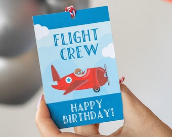 Personalized Vintage Flight Crew VIP Pass | Airplane Birthday Party, Time Flies Party, Kids Airplane Party, Airplane Birthday Decor